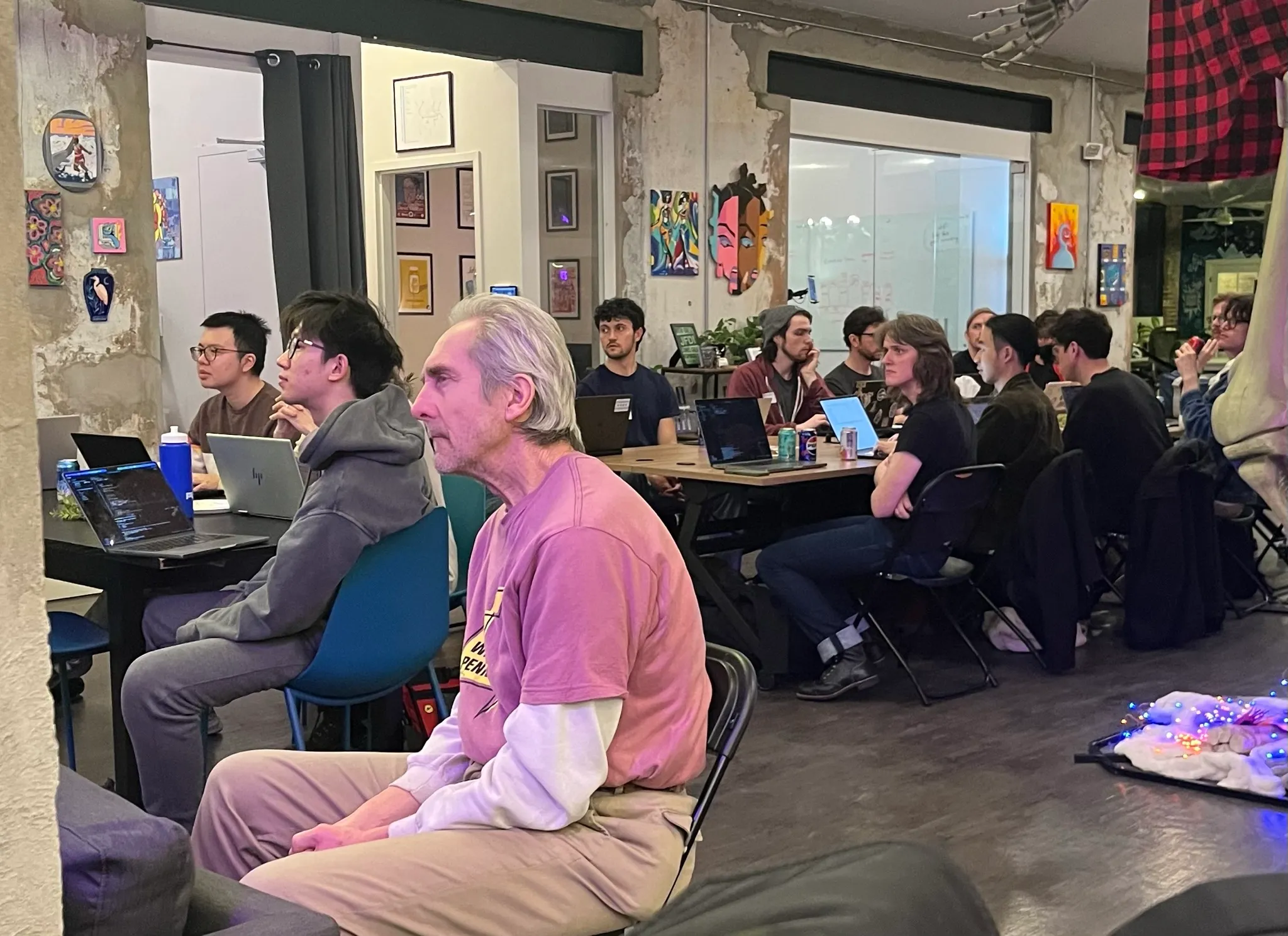 The group entranced by Ben's engaging presentation